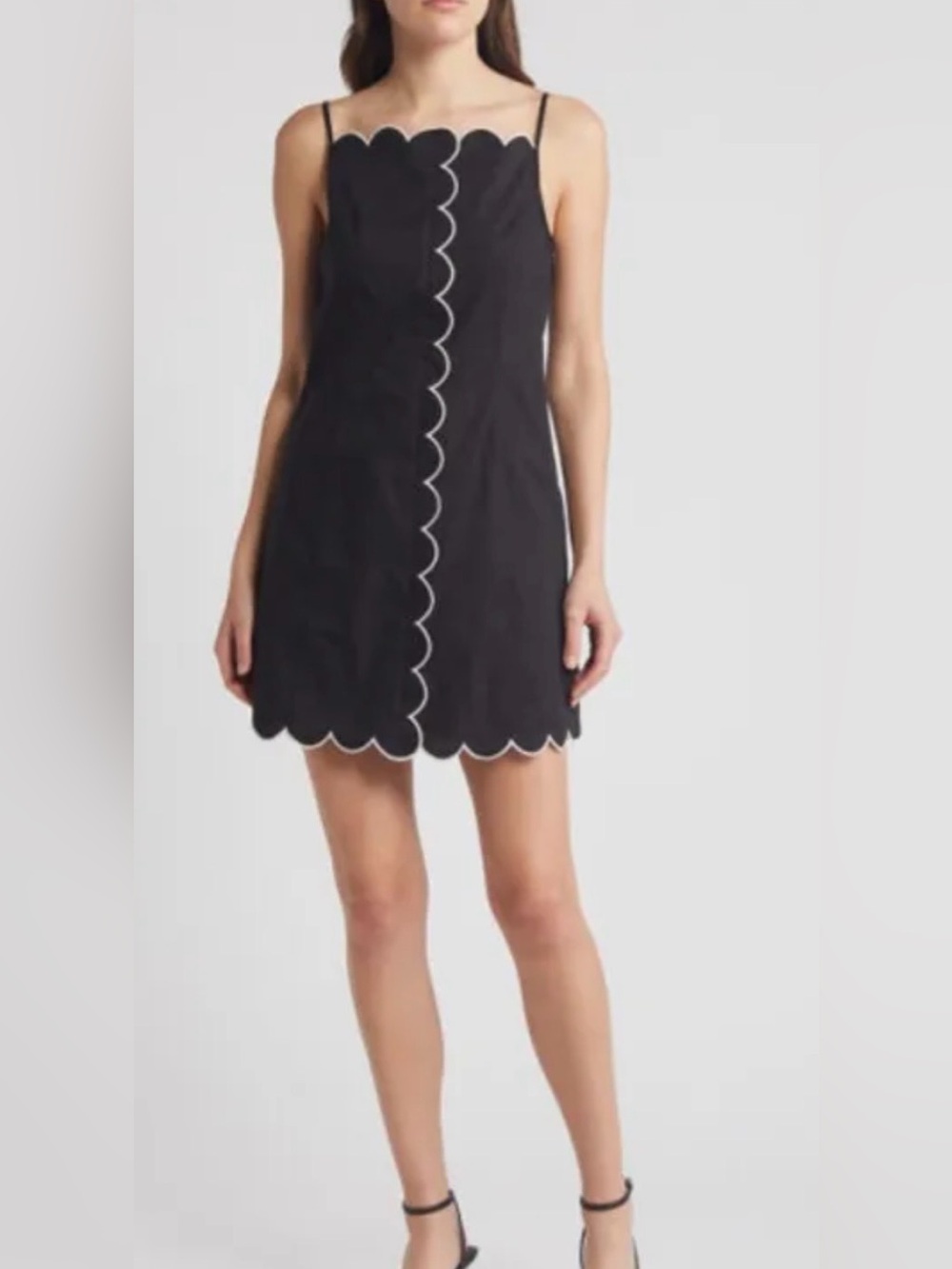 Wayf Scalloped-Trim Mini Dress